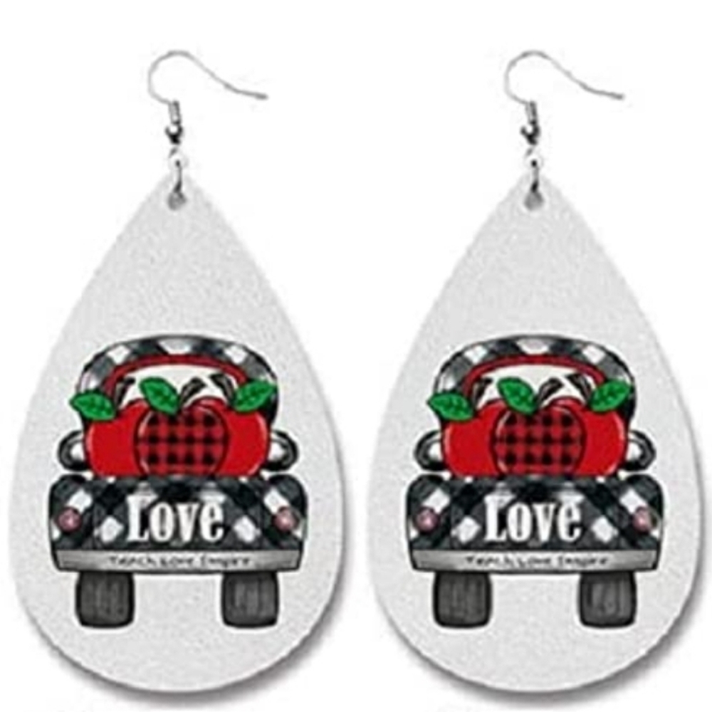 ( 3 for 15 )Leather Earrings Lightweight Leaf Dangle Teardrop Earrings